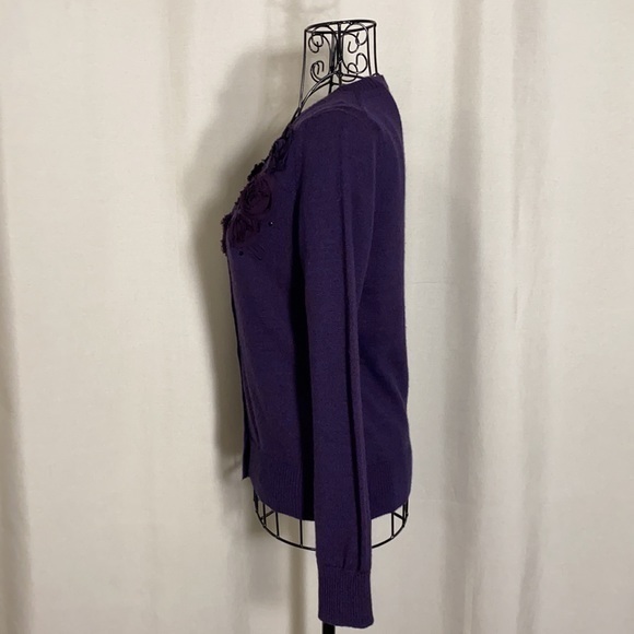 BANANA REPUBLIC Plum Extra Fine Merino Wool Cardigan - Picture 3 of 9